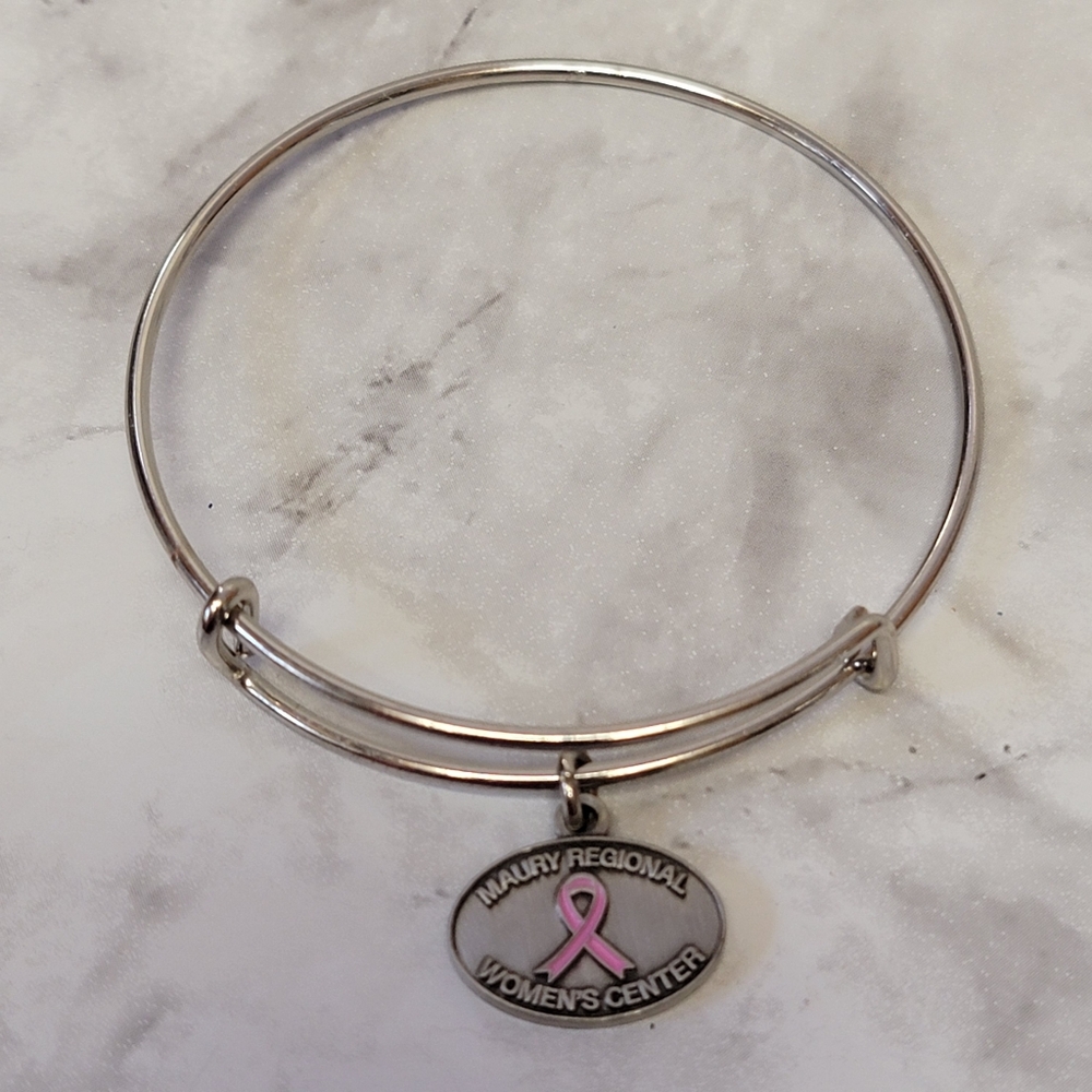 Breast Cancer Awareness Bracelet Silver Tone Charm Bangle Maury Regional‎ Center